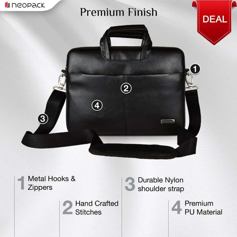 Neopack Leather Sleeve for Laptops and MacBooks (Black)