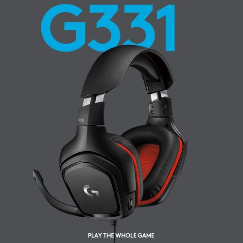 Logitech G331 Wired Over Ear Gaming Headphones, 50 mm Audio Drivers, Rotating Leatherette Ear Cups, 3.5 mm Audio Jack, with mic, Lightweight for PC, Mac, Xbox One