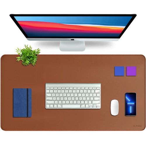 V-CUBE Designs Desk Mat|90X45cm|2.4mm Thick(Padded)|Premium Vegan Leather Laptop Mat